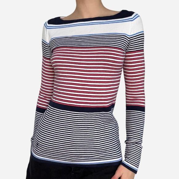 Lilly Pulitzer long sleeve fitted sweater red white blue - size XS - Picture 1 of 8